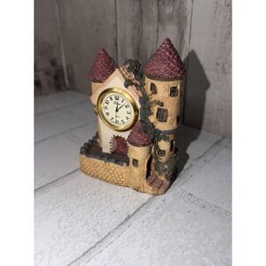Vintage Miniature Castle Quartz‎ Clock Fantasy Resin Cottage Shelf Decor Glows
